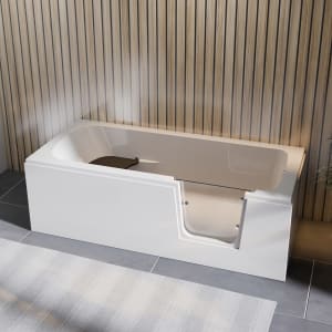 Steinkamp easy entry Badewanne 170 x 75 cm mit Glastür rechts, Trio Ablauf und Acrylverkleidung