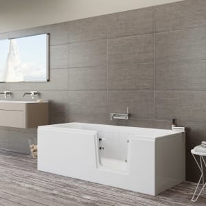 Steinkamp easy entry Badewanne 170 x 75 cm mit Glastür rechts, Trio Ablauf und Acrylverkleidung