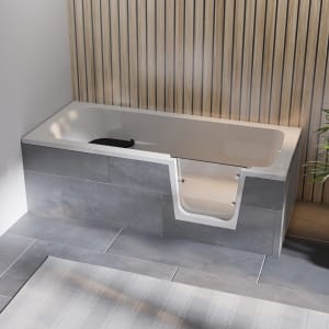 Steinkamp easy entry Badewanne 160 x 75 cm mit Glastür rechts und Styrodurverkleidung