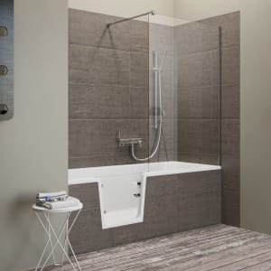Steinkamp easy entry Badewanne 170 x 75 cm mit Glastür links und Styrodurverkleidung