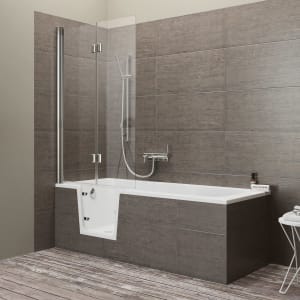 Steinkamp easy entry Badewanne 180 x 80 cm mit Glastür links und Styrodurverkleidung