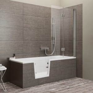 Steinkamp easy entry Badewanne 160 x 75 cm mit Glastür links und Styrodurverkleidung