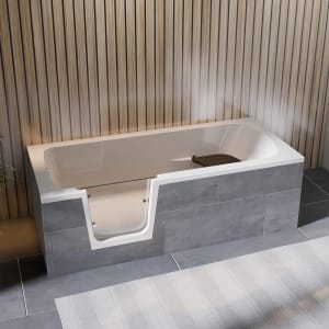 Steinkamp easy entry Badewanne 180 x 80 cm mit Glastür links und Styrodurverkleidung