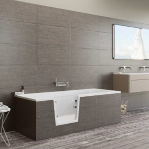 Steinkamp easy entry Badewanne 170 x 75 cm mit Glastür links und Styrodurverkleidung