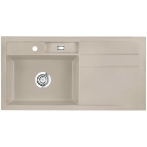 Systemceram Keradomo Bela 100 Einbauspüle links mit Excenterbetätigung, inkl. Armaturbohrung