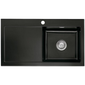 Systemceram Keradomo Mera 90 Einbauspüle rechts mit Handbetätigung, inkl. Armaturbohrung