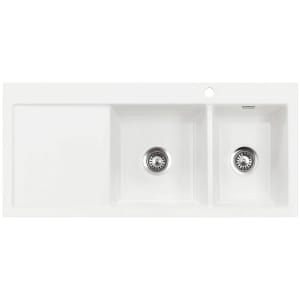Systemceram Keradomo Mera Double Einbauspüle rechts mit Handbetätigung, inkl. Armaturbohrung