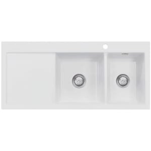 Systemceram Keradomo Mera Double Einbauspüle rechts mit Handbetätigung, inkl. Armaturbohrung