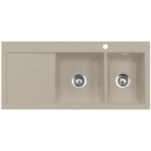 Systemceram Keradomo Mera Double Einbauspüle rechts mit Handbetätigung, inkl. Armaturbohrung