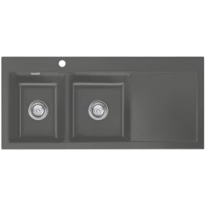 Systemceram Keradomo Mera Double Einbauspüle links mit Excenterbetätigung, inkl. Armaturbohrung