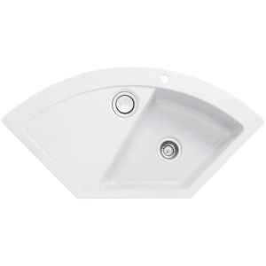 Systemceram Keradomo Mera Eck Einbauspüle mit Excenterbetätigung, inkl. Armaturbohrung