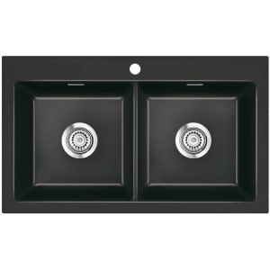 Systemceram Keradomo Mera Twin Einbauspüle mit Handbetätigung, inkl. Armaturbohrung