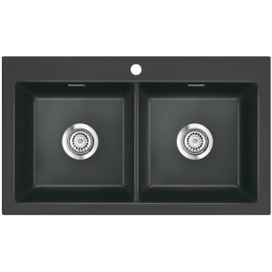 Systemceram Keradomo Mera Twin Einbauspüle mit Handbetätigung, inkl. Armaturbohrung