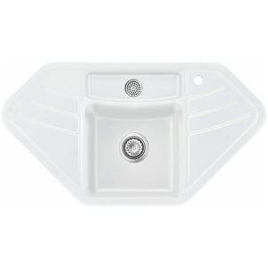 Systemceram Keradomo Vega Eck Einbauspüle mit Handbetätigung, inkl. Armaturbohrung