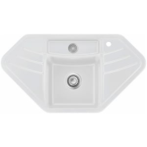 Systemceram Keradomo Vega Eck Einbauspüle mit Handbetätigung, inkl. Armaturbohrung