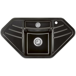 Systemceram Keradomo Vega Eck Einbauspüle mit Handbetätigung, inkl. Armaturbohrung