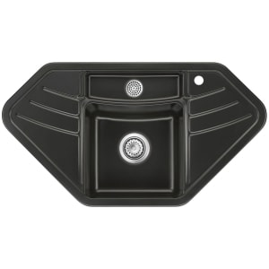 Systemceram Keradomo Vega Eck Einbauspüle mit Excenterbetätigung , inkl. Armaturbohrung