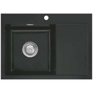 Systemceram Keradomo Mera 70 F Spüle links für flächenbündigen Einbau mit Handbetätigung, inkl. Armaturbohrung