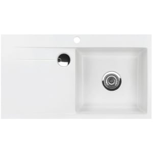 Systemceram Keradomo Stema 90 F Spüle rechts für flächenbündigen Einbau mit Handbetätigung, inkl. Armaturbohrung