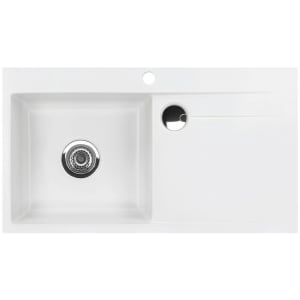 Systemceram Keradomo Stema 90 F Spüle links für flächenbündigen Einbau mit Handbetätigung, inkl. Armaturbohrung