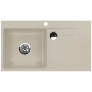 Systemceram Keradomo Stema 90 F Spüle links für flächenbündigen Einbau mit Handbetätigung, inkl. Armaturbohrung