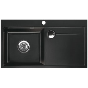 Systemceram Keradomo Stema 90 F Spüle links für flächenbündigen Einbau mit Excenterbetätigung, inkl. Armaturbohrung