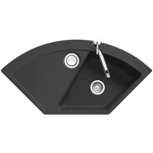 Systemceram Keradomo Mera Eck F Spüle für flächenbündigen Einbau mit Handbetätigung, inkl. Armaturbohrung