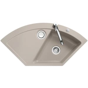 Systemceram Keradomo Mera Eck F Spüle für flächenbündigen Einbau mit Excenterbetätigung, inkl. Armaturbohrung