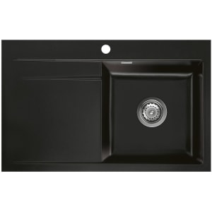 Systemceram Keradomo Stema 80 F Spüle rechts für flächenbündigen Einbau mit Excenterbetätigung, inkl. Armaturbohrung