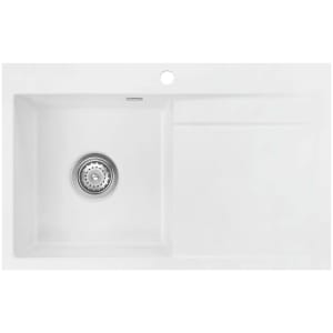 Systemceram Keradomo Stema 80 F Spüle links für flächenbündigen Einbau mit Excenterbetätigung, inkl. Armaturbohrung