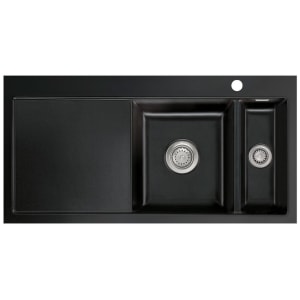 Systemceram Keradomo Mera 100 F Spüle rechts für flächenbündigen Einbau mit Excenterbetätigung, inkl. Armaturbohrung