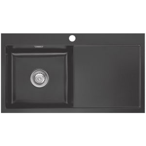 Systemceram Keradomo Mera 90 F Spüle links für flächenbündigen Einbau mit Excenterbetätigung, inkl. Armaturbohrung