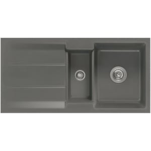 Systemceram Keradomo Genea 100 F Spüle reversibel für flächenbündigen Einbau mit Excenterbetätigung, ohne Hahnlochbohrung