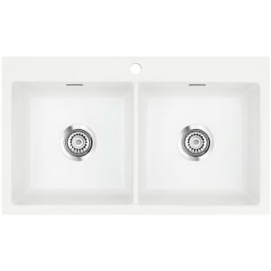 Systemceram Keradomo Mera Twin F Spüle für flächenbündigen Einbau mit Handbetätigung, inkl. Armaturbohrung