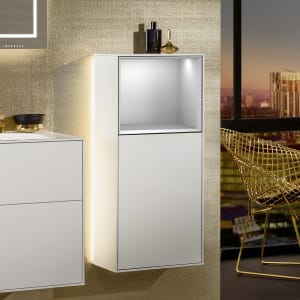 Villeroy & Boch Finion Seitenschrank 93,6 cm mit Regalelement oben, Wandbeleuchtung, Anschlag links