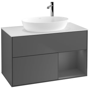 Villeroy & Boch Finion Waschtischunterschrank 100 cm mit Regalelement rechts, Abdeckplatte