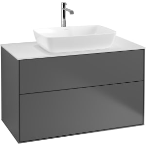 Villeroy & Boch Finion Waschtischunterschrank 100 cm mit Abdeckplatte und LED Wandbeleuchtung