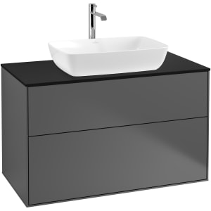 Villeroy & Boch Finion Waschtischunterschrank 100 cm mit Abdeckplatte und LED Wandbeleuchtung