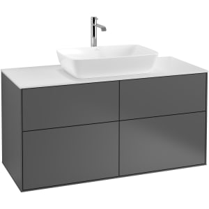 Villeroy & Boch Finion Waschtischunterschrank 120 cm mit Abdeckplatte und LED Wandbeleuchtung