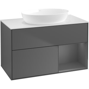 Villeroy & Boch Finion Waschtischunterschrank 100 cm mit Regalelement rechts, Abdeckplatte