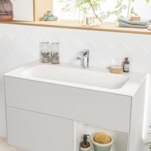Villeroy & Boch Finion Schrankwaschtisch 100 cm mit Hahnloch, mit ViFlow Überlauf