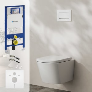 Geberit DuoFix Element mit Kronenbach Cube Wand-WC-Set spülrandlos wrapover