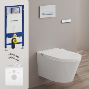 Geberit DuoFix Element für Wand-WC mit Kronenbach Tube Dusch-WC spülrandlos inkl. WC-Sitz