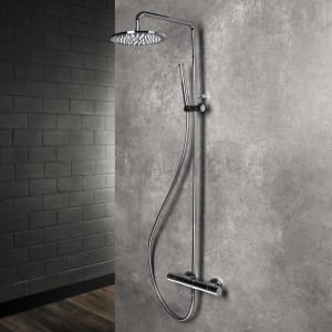 Herzbach LIVING SPA Duschsäule mit Regenbrause 25 cm rund, mit Stabhandbrause