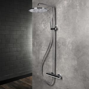 Herzbach LIVING SPA Duschsäule mit Regenbrause 30 cm rund, mit Stabhandbrause