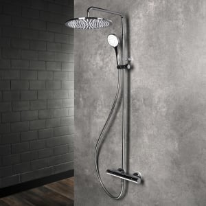 Herzbach LIVING SPA Duschsäule mit Regenbrause 30 cm rund, mit Handbrause