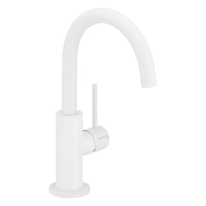 Herzbach DEEP WHITE Waschtisch-Einlochbatterie Slim M-Size ohne Ablaufgarnitur, Griff seitlich