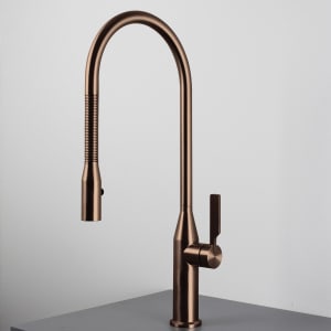 Herzbach LIVING Spültisch-Einlochbatterie mit Spiralfedergelenk für flexiblen Brausekopf