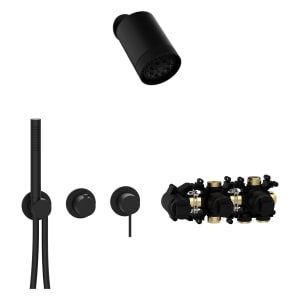Herzbach MODUL7 BLACK Duschsystem H-SP3 mit Hebelmischer und Kopfbrause SPOT