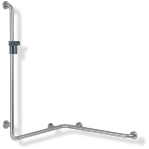 HEWI Serie 805 Classic Duschhandlauf mit Brausehalterstange 125 x 76,2/96,2 cm, Ausführung links